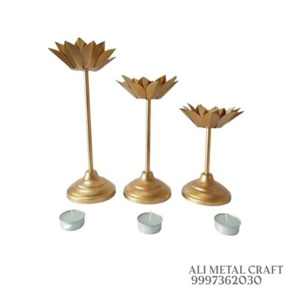 candle holder, tealight candle holder, lotus candle holder, diya, lotus diya, ali metal craft